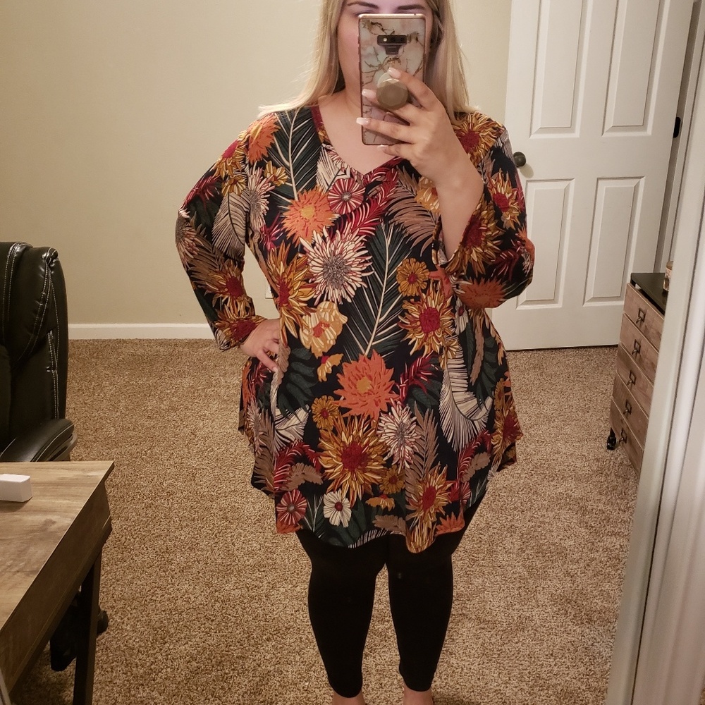 Floral Leaves Tunic Shirt 3XL BNWT